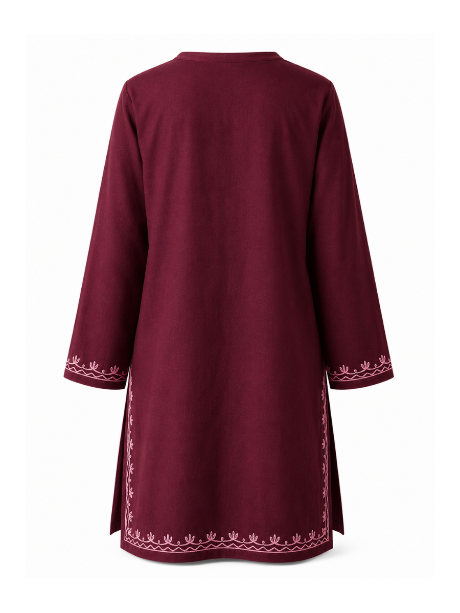 Noor : Aari embroidery summer kurti | Plum